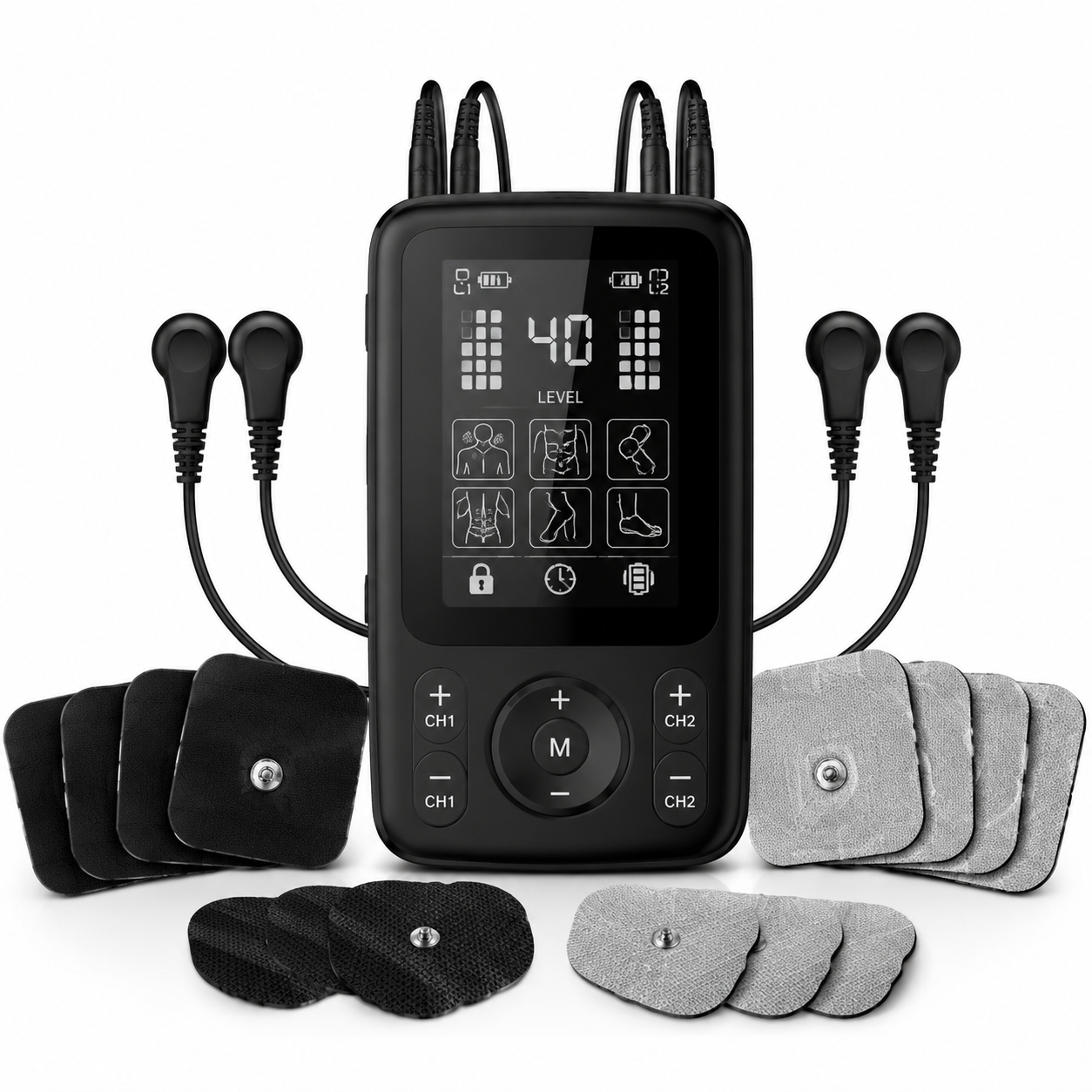 4 in 1 TENS Unit EMS Muscle Stimulator Dual Channel Recharge