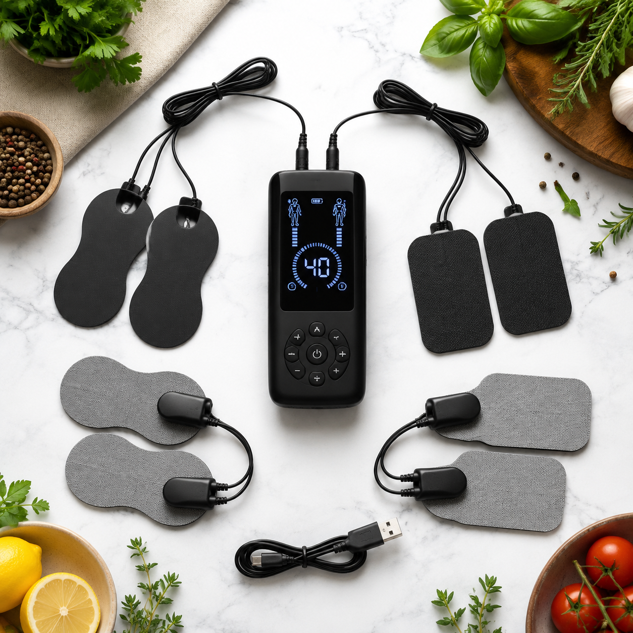 4 in 1 TENS Unit EMS Muscle Stimulator Dual Channel Recharge