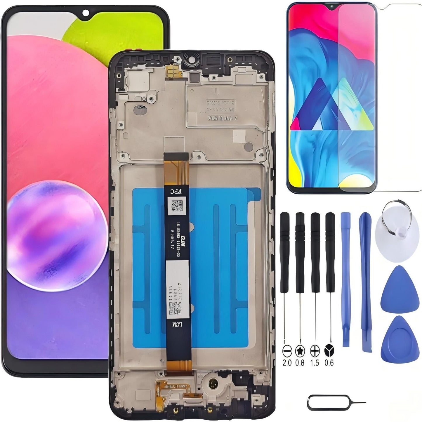 Samsung Galaxy A03S Screen Replacement, 6.5 Inch PLS LCD Touch Digitizer, Comes with Full Repair Tool Kit & Tempered Glass Protector for SM-A037U SM-A037U1 SM-A037W SM-A037A