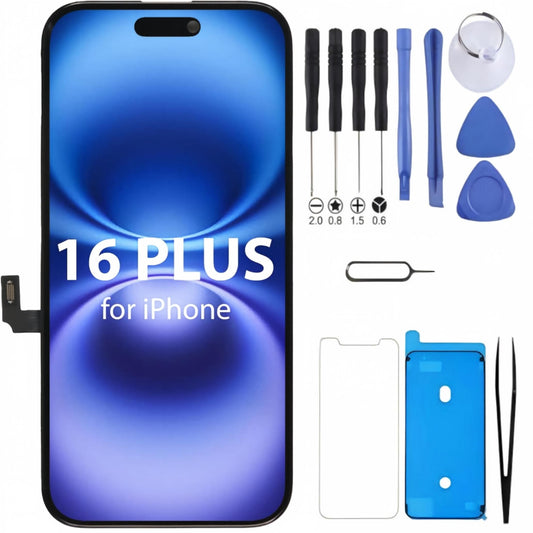 iPhone 16 Plus Screen Replacement, 6.7 Inch Incell LCD Display Touch Screen Digitizer, Comes with Full Repair Tool Kit and Tempered Glass Protector for iPhone 16 Plus A3244 A3245 A3246 A3247