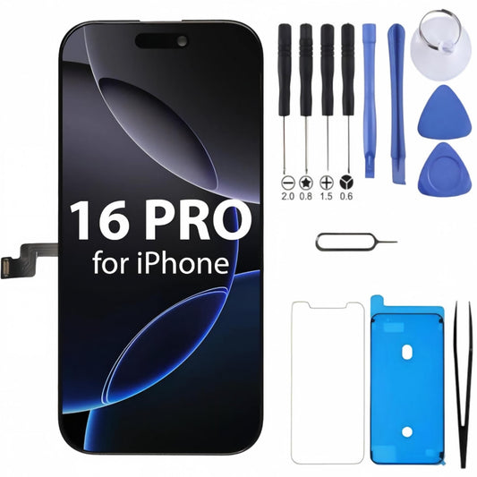 iPhone 16 Pro Screen Replacement, 6.3 Inch Incell LCD Display Touch Screen Digitizer, Comes with Full Repair Tool Kit and Tempered Glass Protector for iPhone 16 Pro A3248 A3249 A3250 A3251