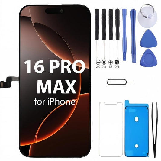 iPhone 16 Pro Max Screen Replacement, 6.9 Inch Incell LCD Display Touch Screen Digitizer, Comes with Full Repair Tool Kit and Tempered Glass Protector for iPhone 16 Pro Max A3252 A3253 A3254 A3255