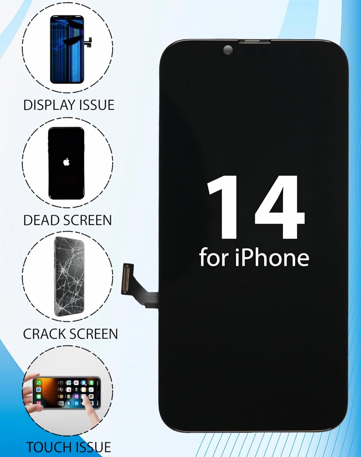 iPhone 14 Screen Replacement, 6.1 Inch Incell LCD Touch Digitizer Display Assembly