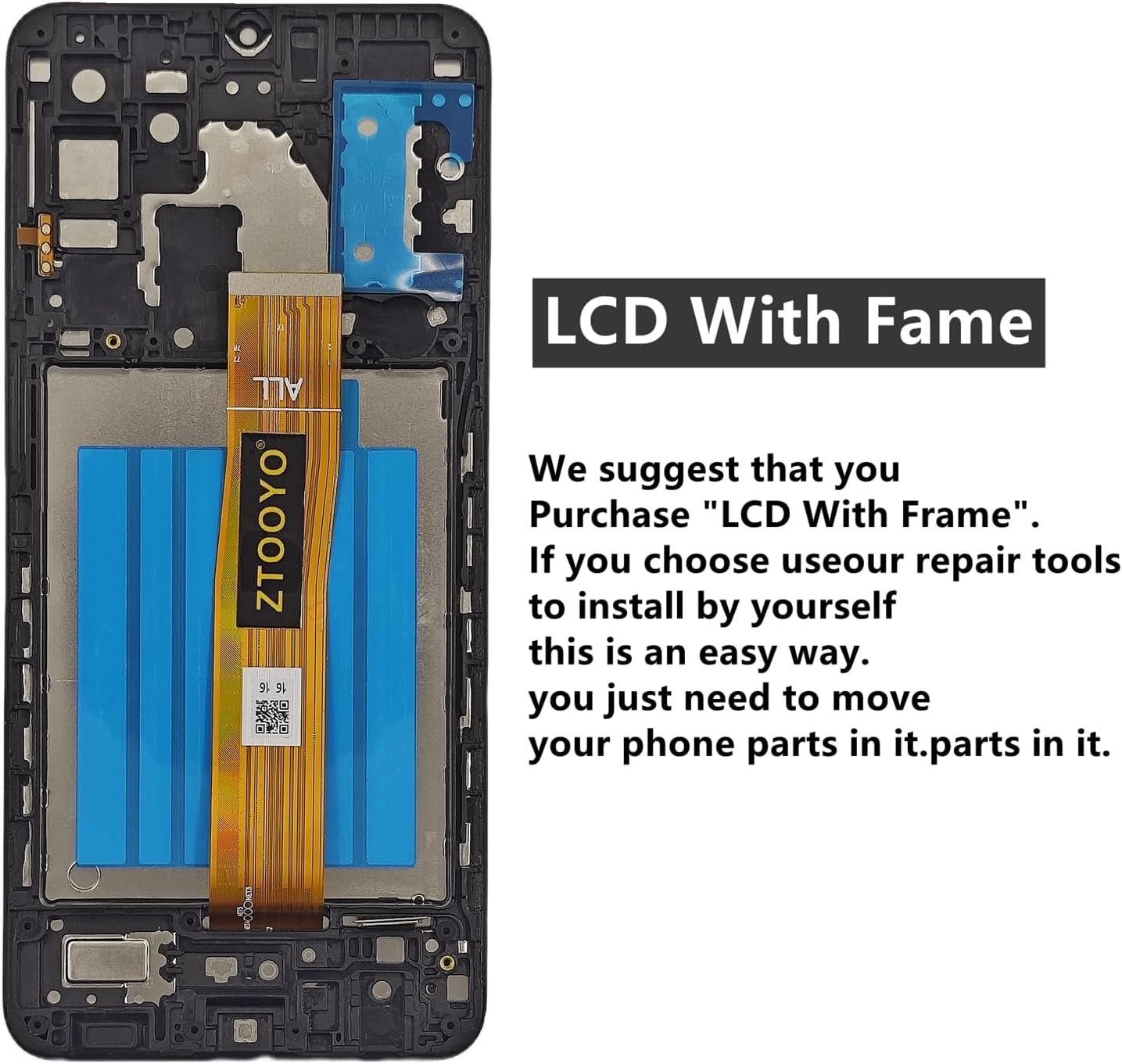Samsung Galaxy A32 5G Screen Replacement with Frame, 6.5" PLS LCD Touch Digitizer, Full Repair Tool Kit & Tempered Glass Protector for SM‑A326U SM‑A326B SM‑A326W