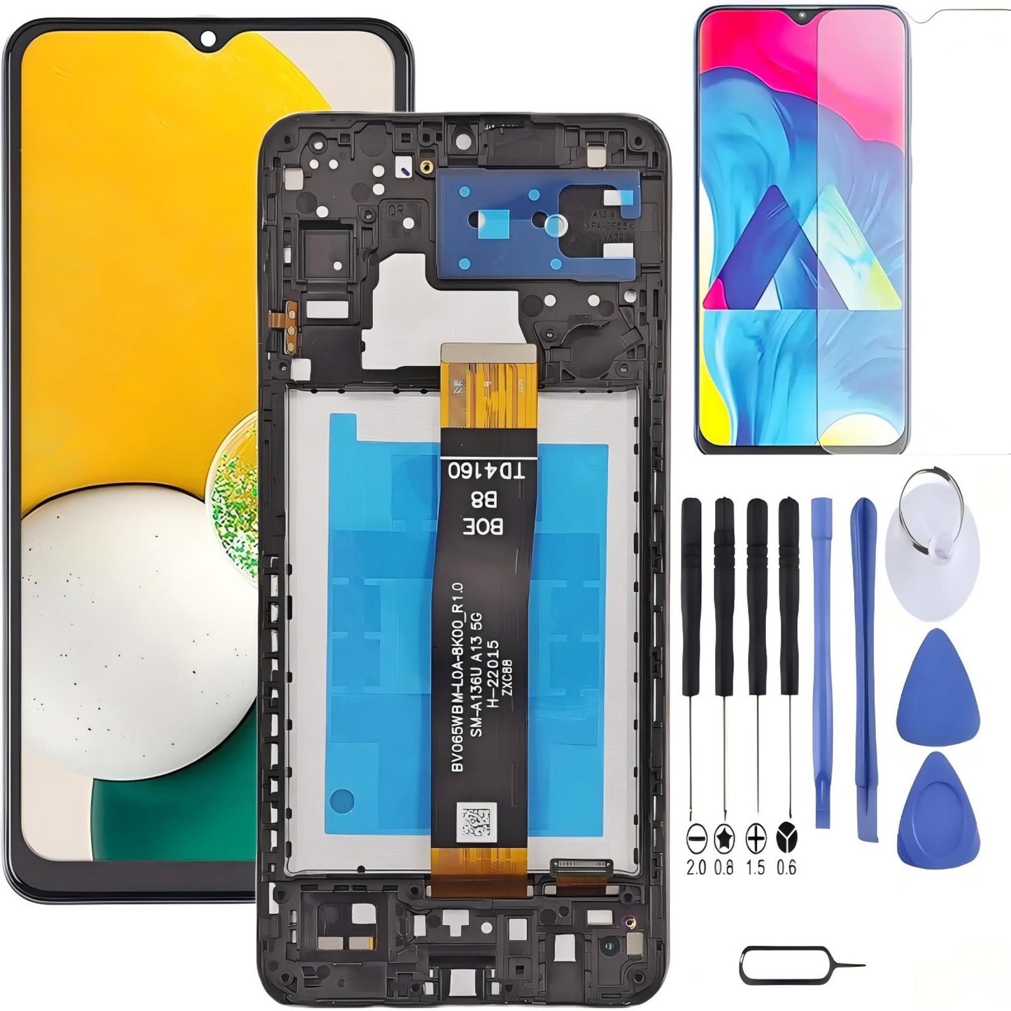 Samsung Galaxy A13 5G Screen Replacement, 6.5 Inch PLS LCD Touch Digitizer, Comes with Full Repair Tool Kit & Tempered Glass Protector for SM-A136U SM-A136U1 SM-A136W SM-S136DL SM-A136A