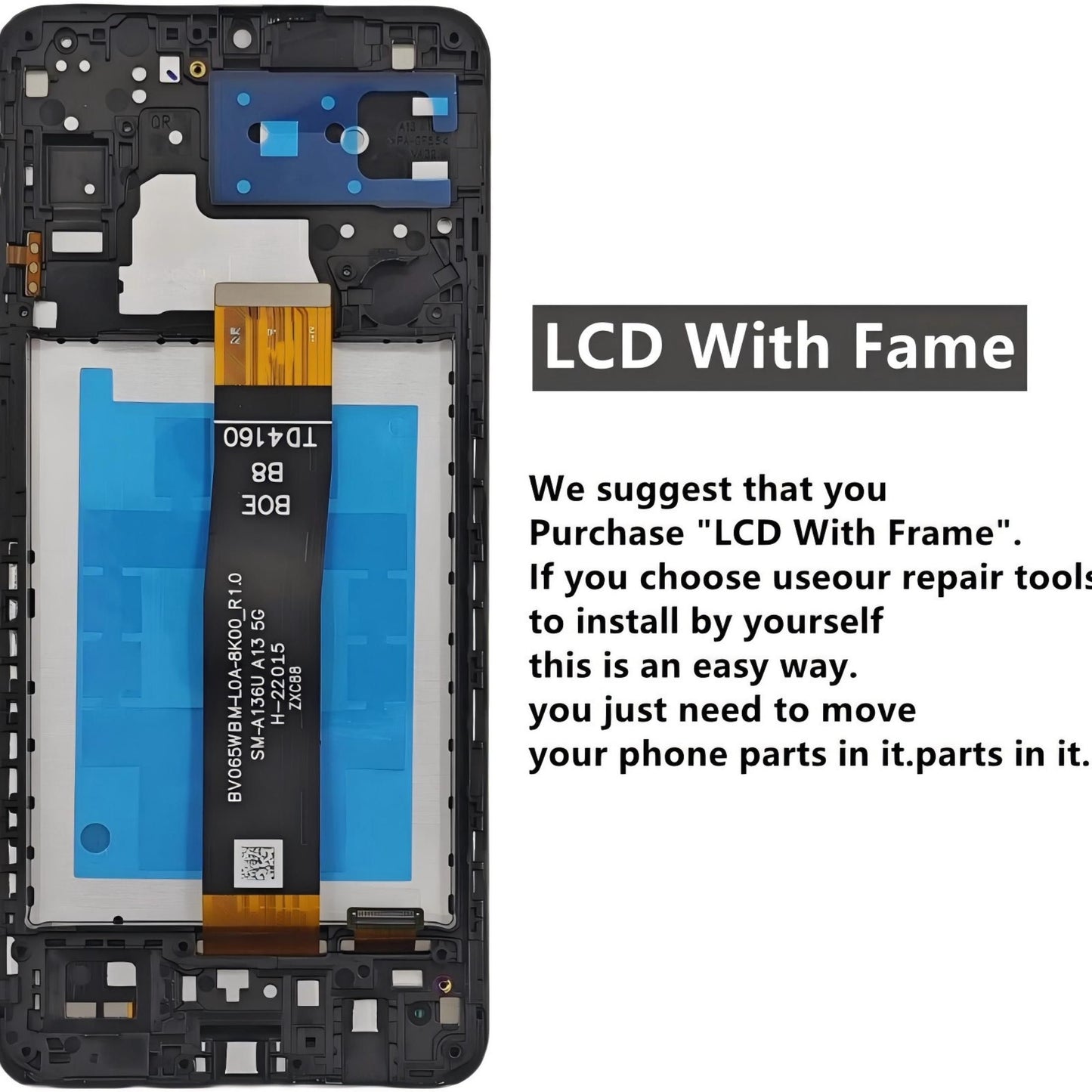 Samsung Galaxy A13 5G Screen Replacement, 6.5 Inch PLS LCD Touch Digitizer, Comes with Full Repair Tool Kit & Tempered Glass Protector for SM-A136U SM-A136U1 SM-A136W SM-S136DL SM-A136A