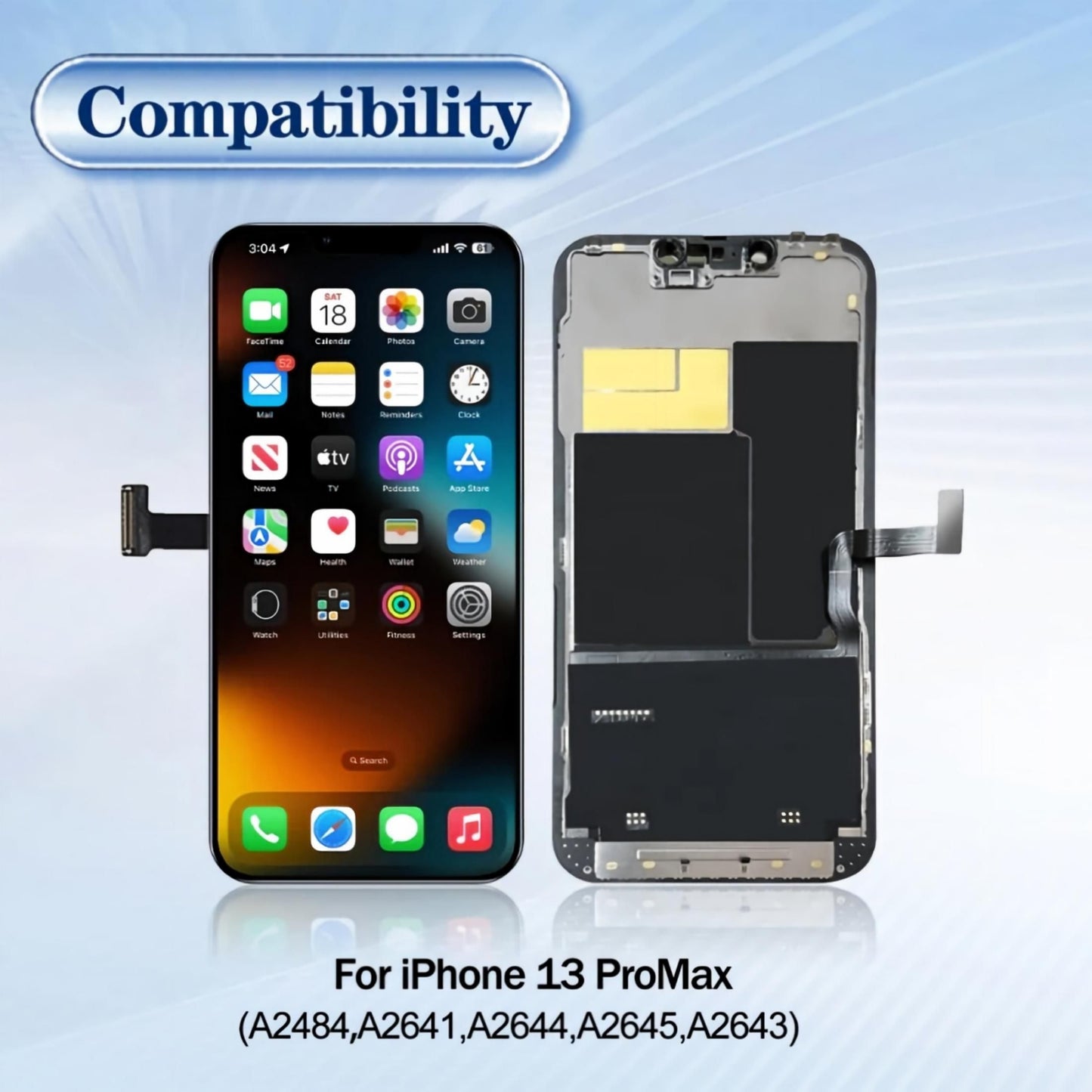 iPhone 13 Pro Max Screen Replacement, 6.7 Inch Incell LCD Touch Screen Digitizer with Full Repair Tool Kit & Tempered Glass, Fits iPhone 13 Pro Max A2484 A2641 A2642 A2643 A2644