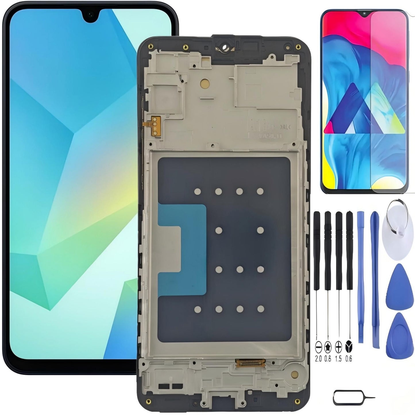 Samsung Galaxy A17 4G / A17 5G Screen Replacement with Frame, 6.7 Inch PLS LCD Touch Digitizer, Full Repair Tool Kit & Tempered Glass Protector for SM‑A175F SM‑A176 SM‑A176U1 SM‑A176B SM‑A176W