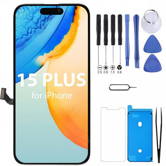 iPhone 15 Plus Screen Replacement, 6.7 Inch Incell LCD Display Touch Screen Digitizer, Comes with Full Repair Tool Kit and Tempered Glass Protector for iPhone 15 Plus A3093 A3094 A3095 A3096