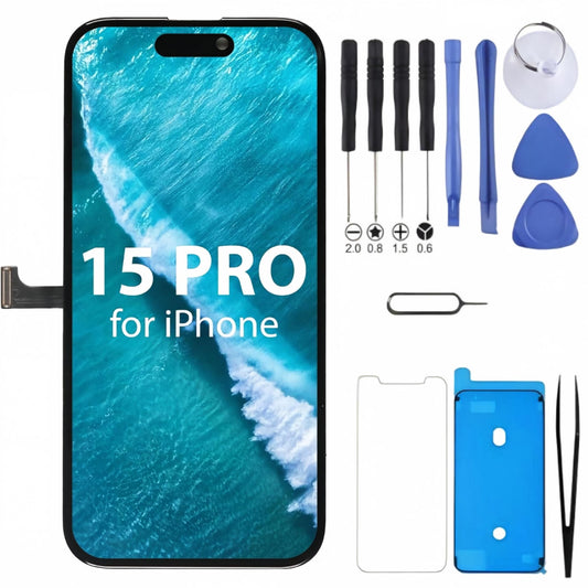 iPhone 15 Pro Screen Replacement, 6.1 Inch Incell LCD Display Touch Screen Digitizer, Comes with Full Repair Tool Kit and Tempered Glass Protector for iPhone 15 Pro A3101 A3102 A3103 A3104