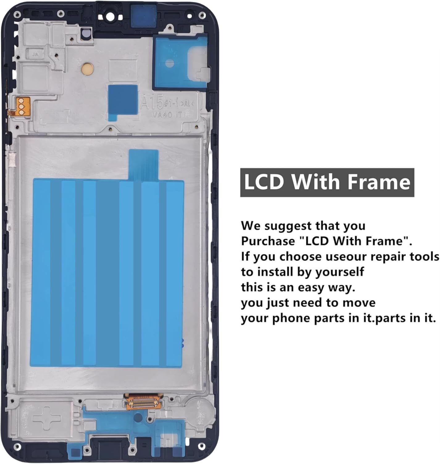 Samsung Galaxy A15 5G Screen Replacement with Frame, 6.5 Inch 90Hz Super AMOLED Touch Digitizer, Full Repair Tool Kit & Tempered Glass Protector for SM-A156B SM-A156U SM-A156U1 SM-A156W