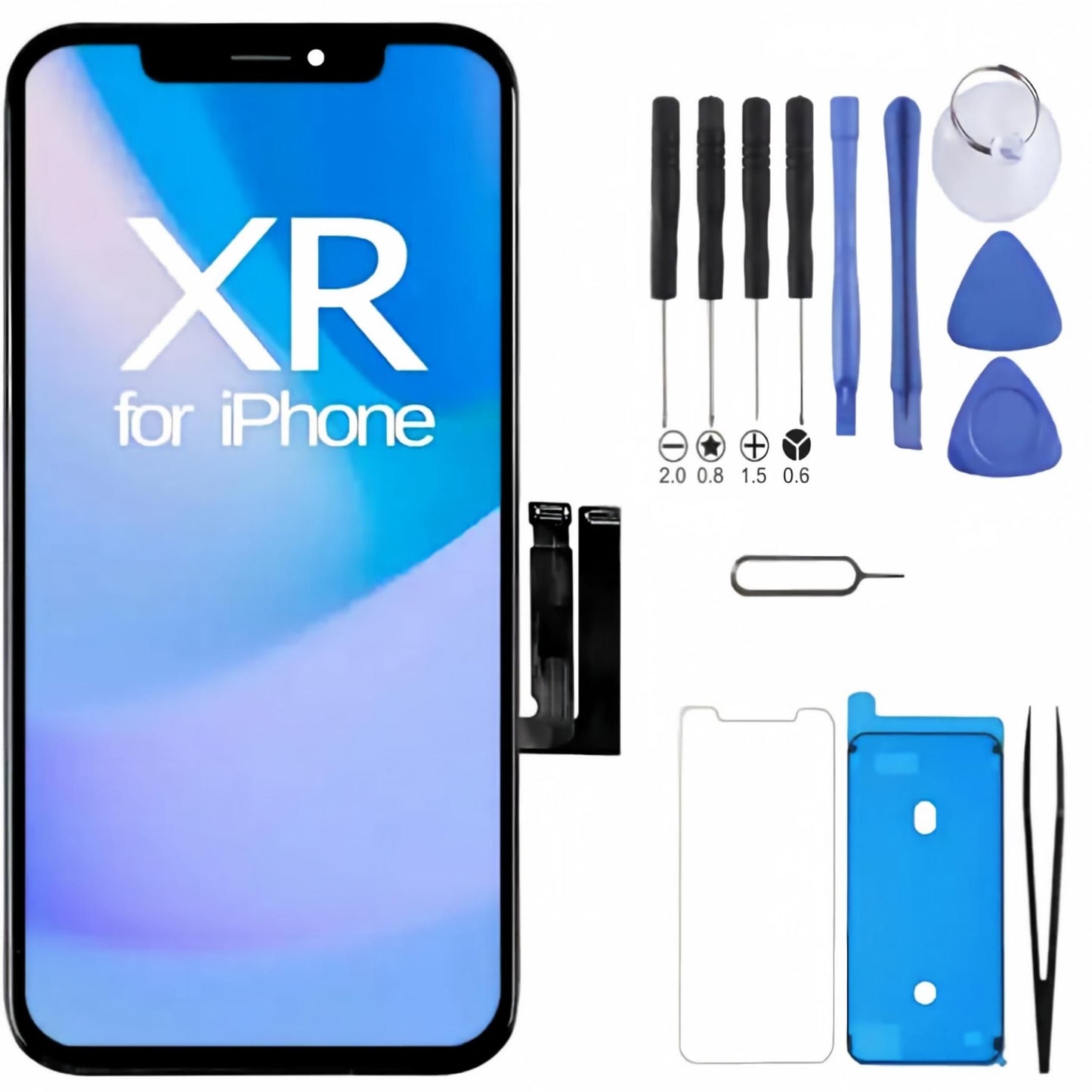 iPhone XR Screen Replacement, 6.1 Inch Incell LCD Display Touch Screen Digitizer with Full Repair Tool Kit & Tempered Glass, for iPhone XR A1984 A2105 A2106 A2107