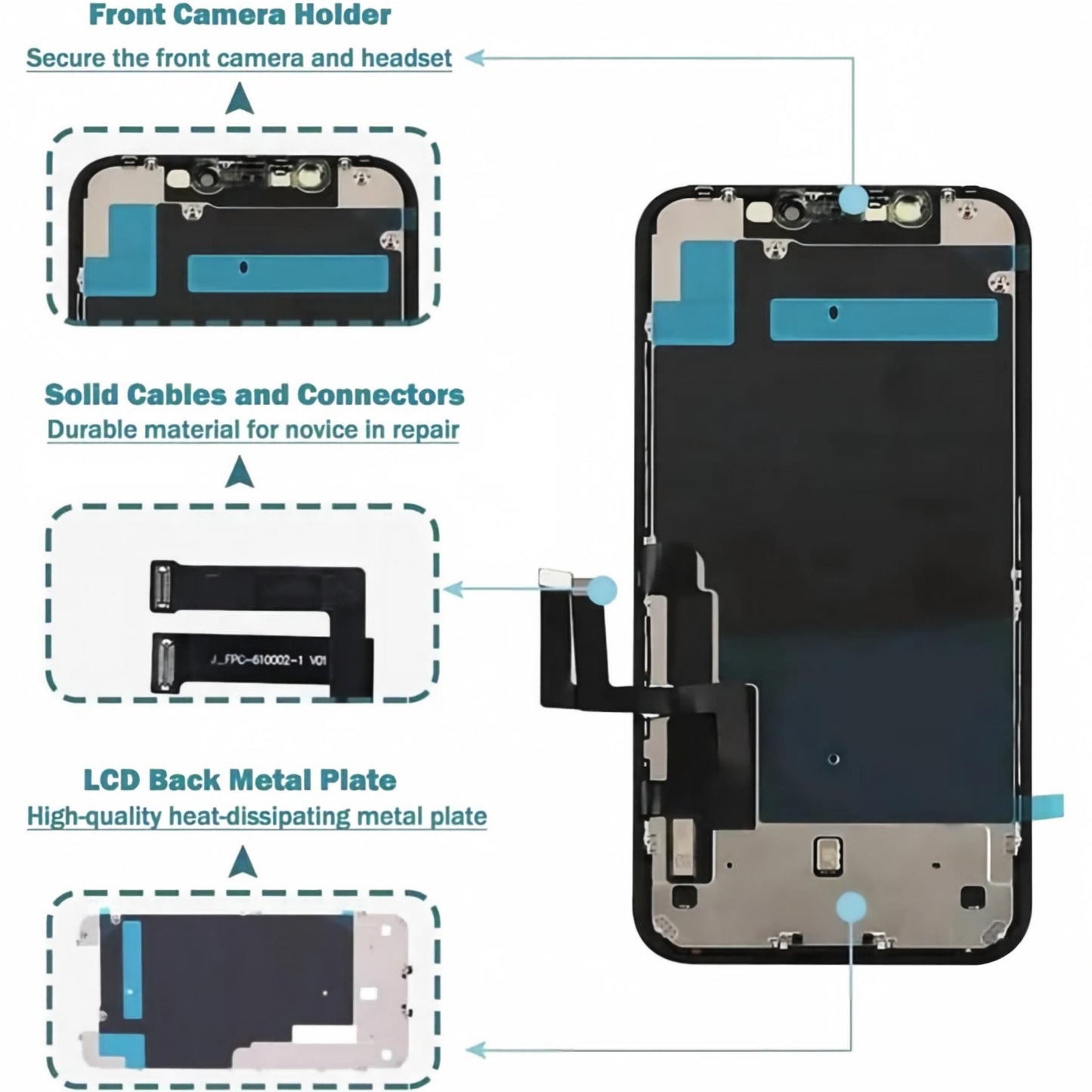 iPhone XR Screen Replacement, 6.1 Inch Incell LCD Display Touch Screen Digitizer with Full Repair Tool Kit & Tempered Glass, for iPhone XR A1984 A2105 A2106 A2107