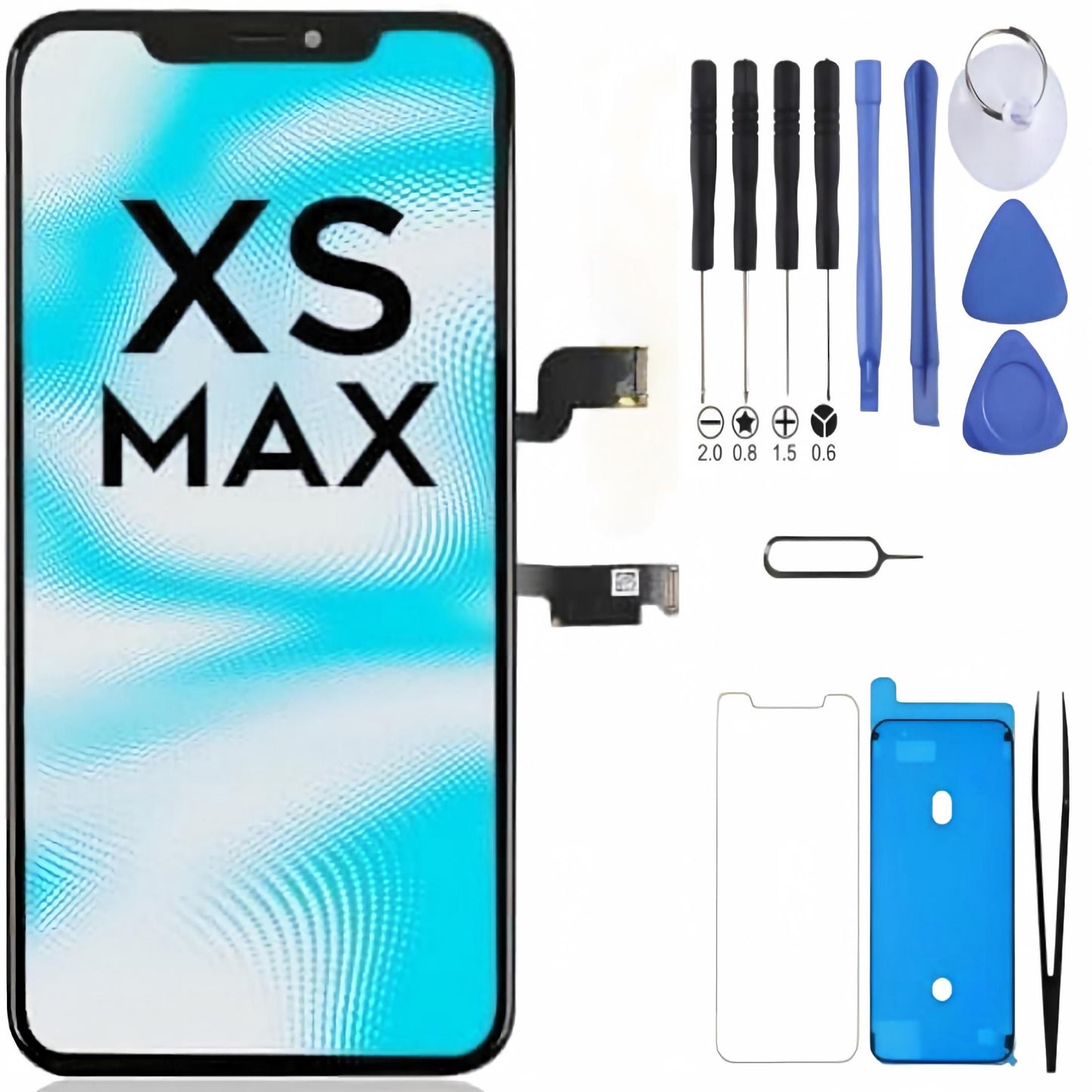 iPhone XS Max Screen Replacement, 6.5 Inch Incell LCD Display Touch Screen Digitizer with Full Repair Tool Kit & Tempered Glass, for iPhone XS Max A1921 A2101 A2102 A2104