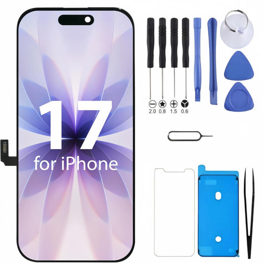 iPhone 17 Screen Replacement, 6.1 Inch Incell LCD Display Touch Screen Digitizer, Comes with Full Repair Tool Kit and Tempered Glass Protector for iPhone 17 A3301 A3302 A3303 A3304