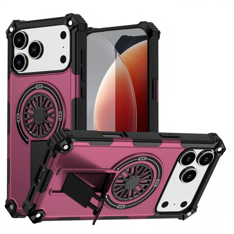 Armor Heavy Duty Magnetic Rotating Ring Kickstand Phone Case For iPhone 13, Anti-Drop Protective Cover In Purple