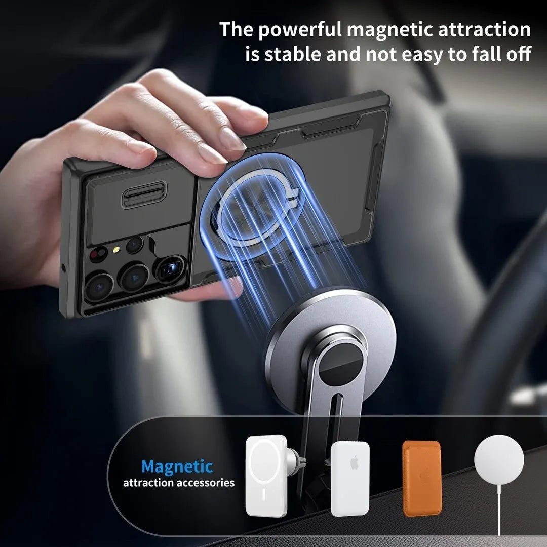 2-in-1 Magnetic Sliding Lens Case, Black for Samsung S23Ultra