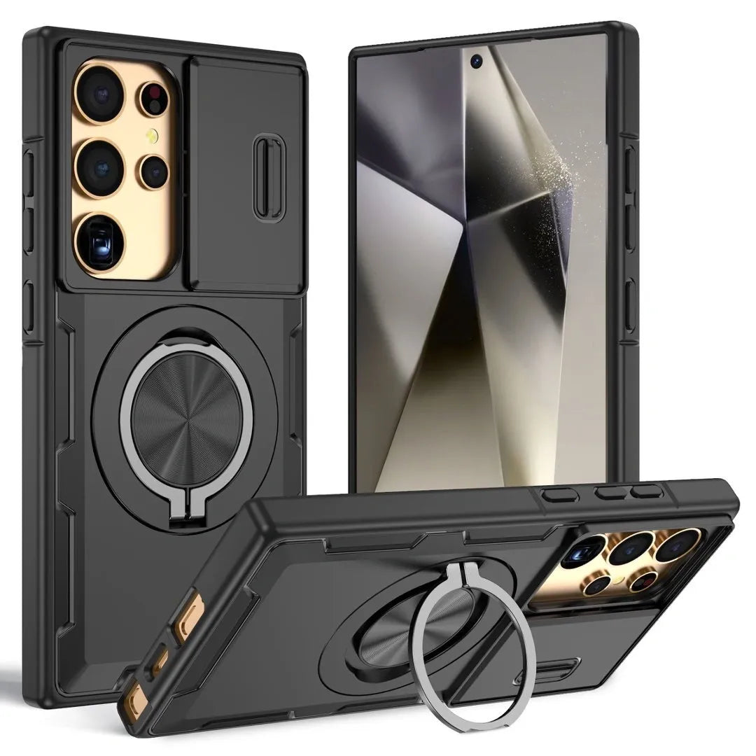 2-in-1 Magnetic Sliding Lens Case, Black for Samsung S24Ultra