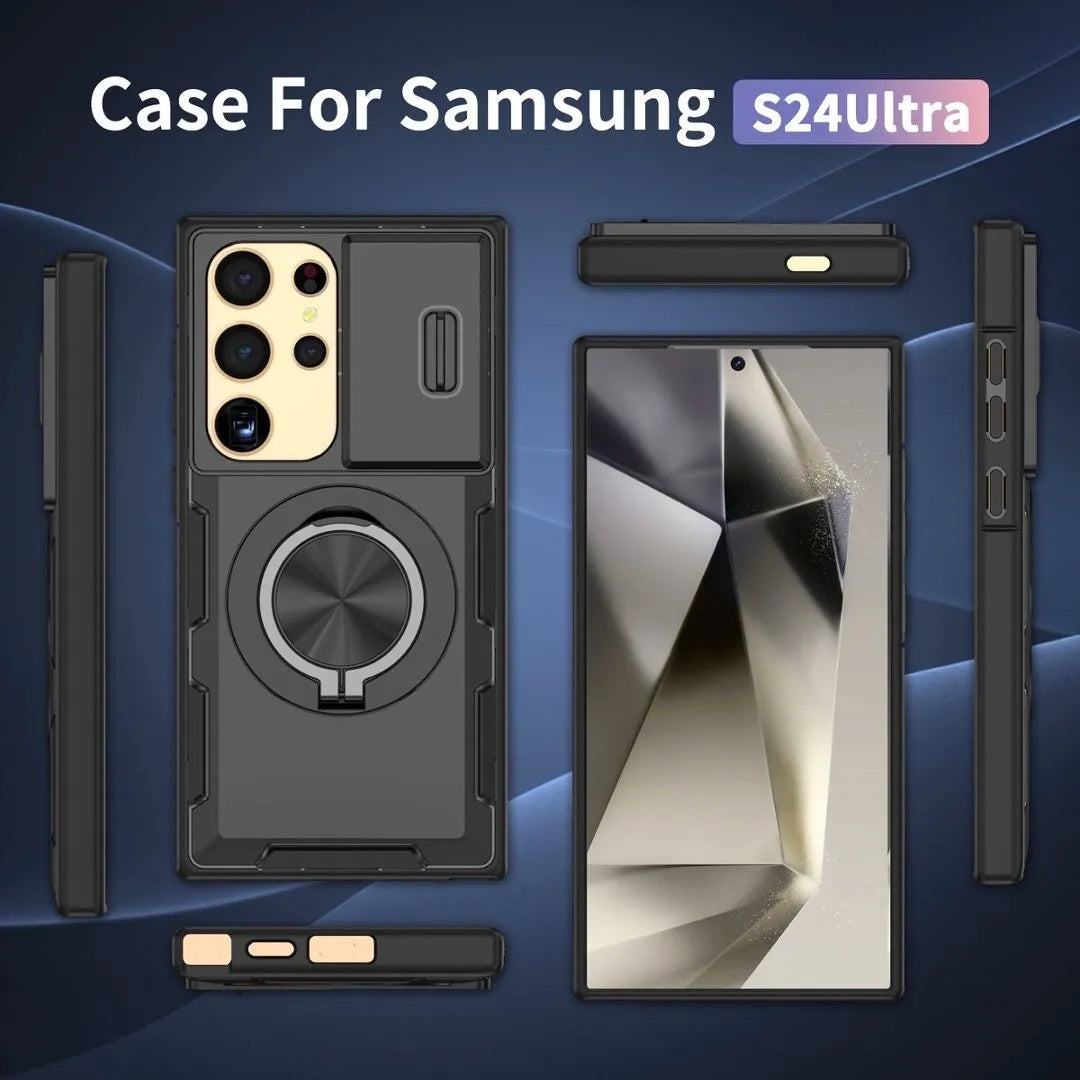 2-in-1 Magnetic Sliding Lens Case, Black for Samsung S24Ultra