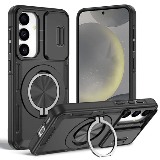 2-in-1 Magnetic Sliding Lens Case, Black for Samsung S25