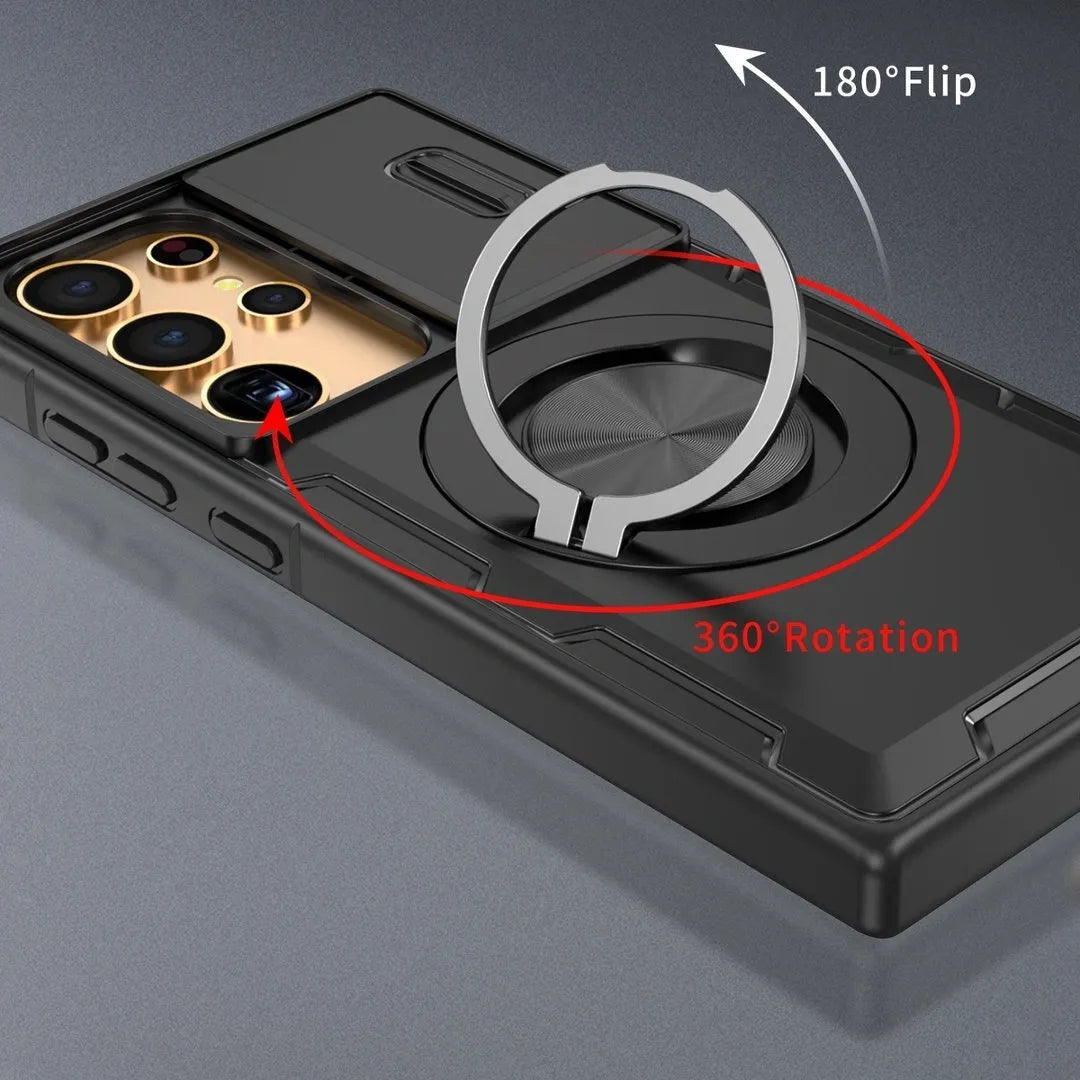 2-in-1 Magnetic Sliding Lens Case, Black for Samsung S25Ultra