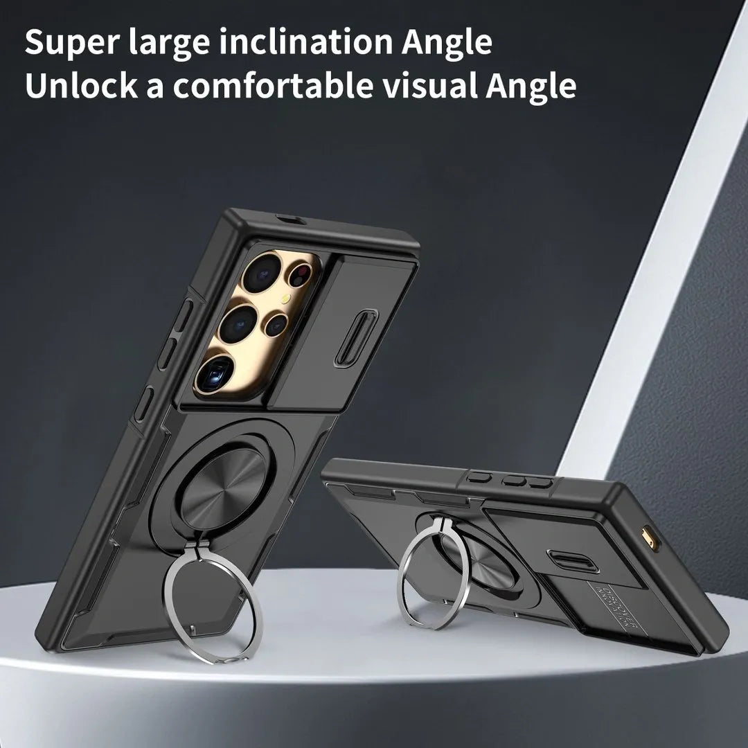 2-in-1 Magnetic Sliding Lens Case, Black for Samsung S25Ultra