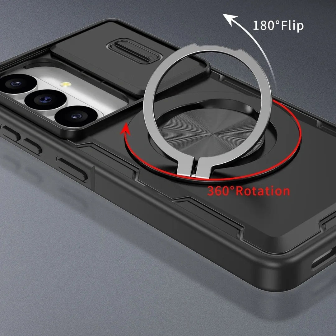 2-in-1 Magnetic Sliding Lens Case, Black for Samsung S26