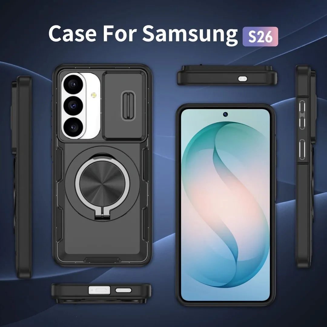 2-in-1 Magnetic Sliding Lens Case, Black for Samsung S26