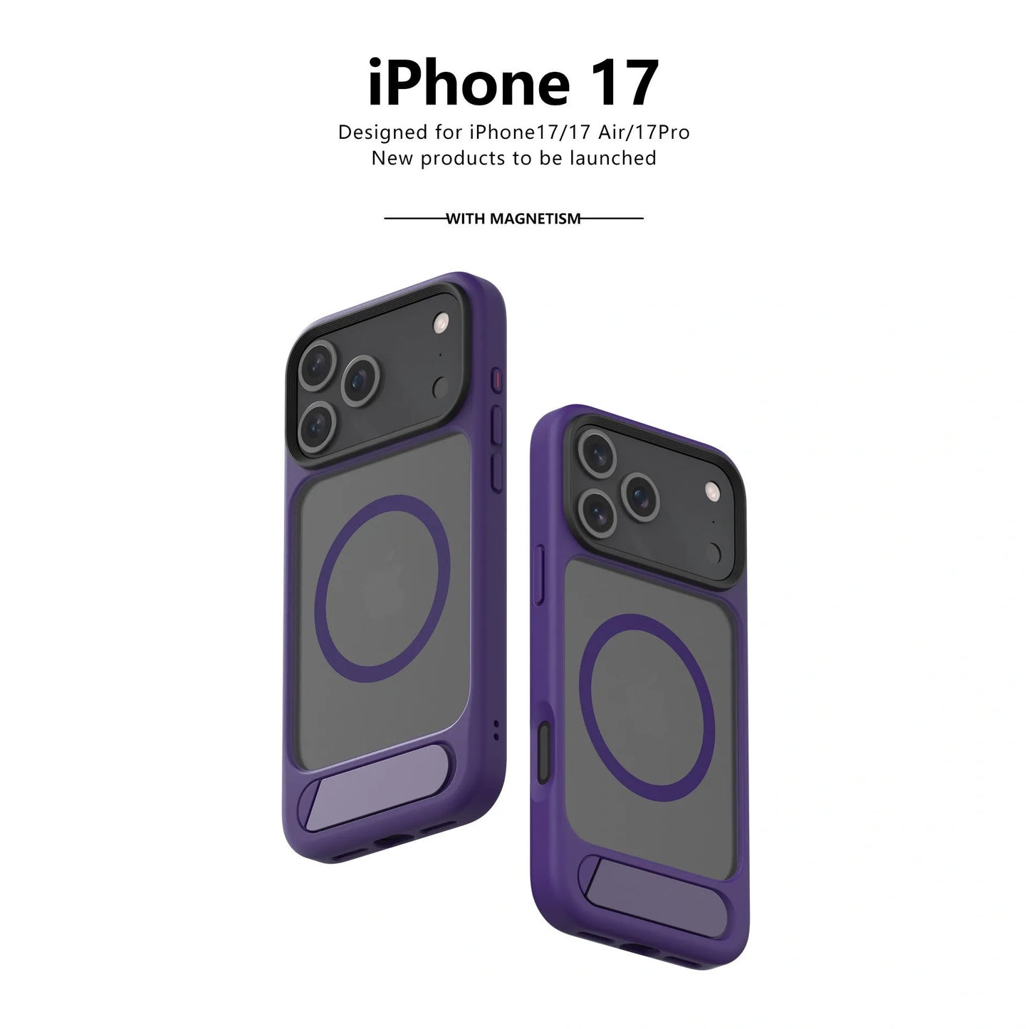 MagSafe Case for iPhone 17 Pro - Purple Matte Shockproof Cover with Hidden Kickstand