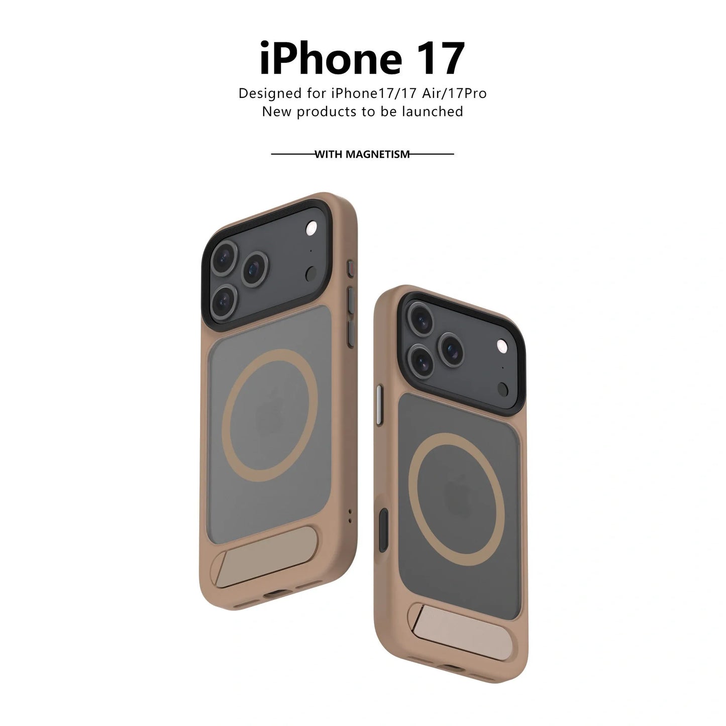 MagSafe Case for iPhone 17 Pro - Brown Matte Shockproof Cover with Hidden Kickstand