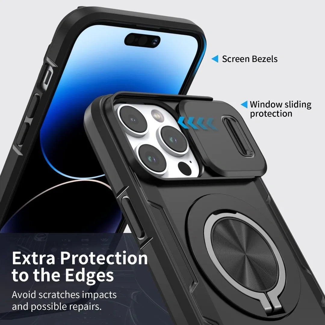 Red Warrior 2-in-1 Magnetic Sliding Lens Case black for iPhone 14 Pro
