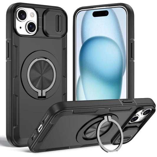 2-in-1 Magnetic Sliding Lens Case, Black for iPhone 15 Plus