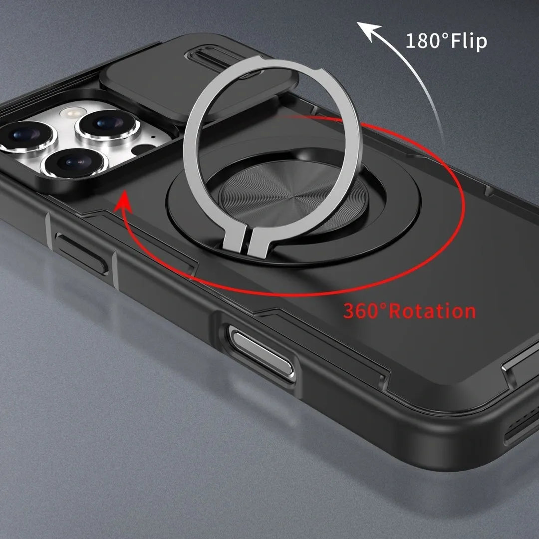 2-in-1 Magnetic Sliding Lens Case, Black for iPhone 16 Pro Max