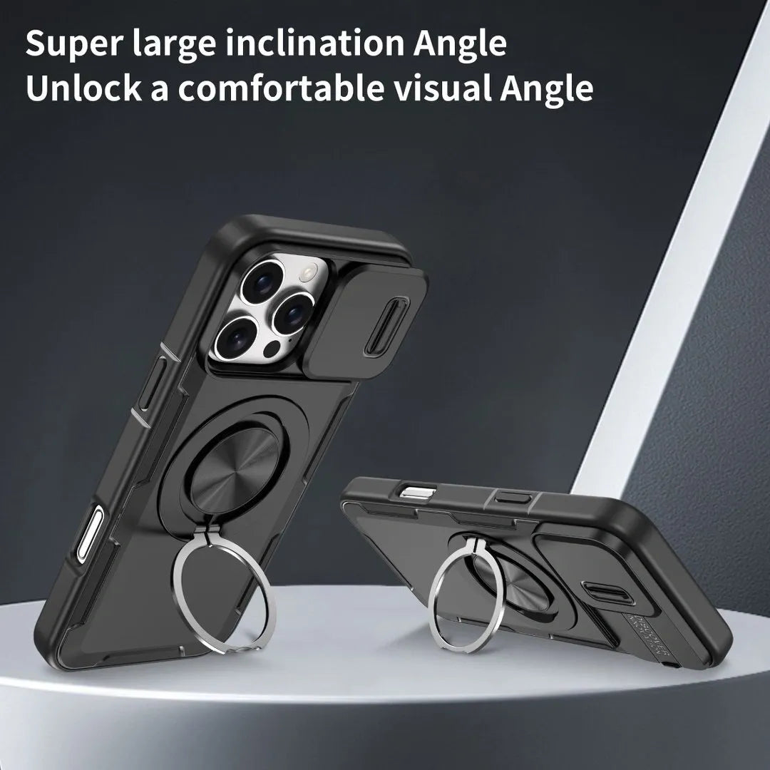 2-in-1 Magnetic Sliding Lens Case, Black for iPhone 16 Pro Max
