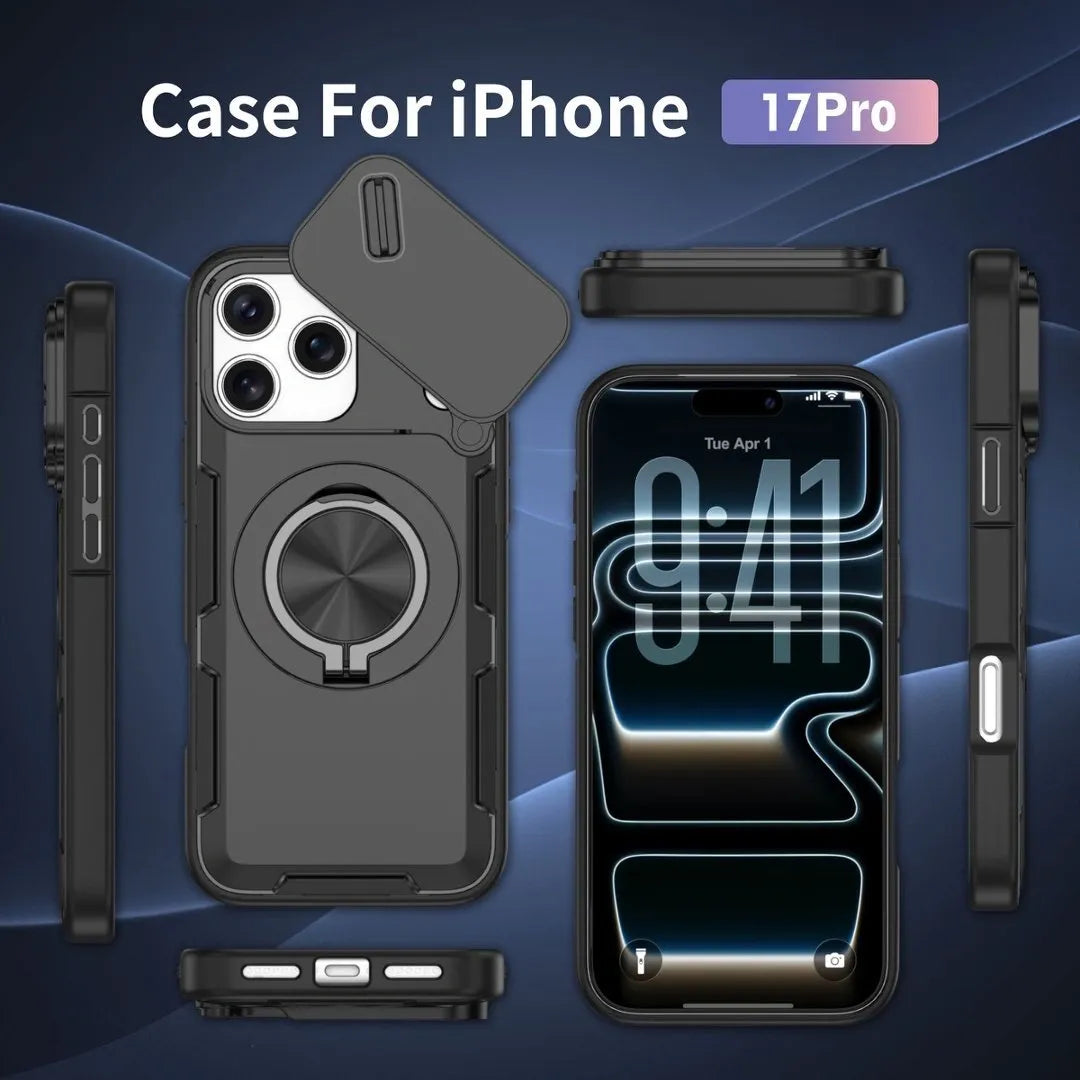 2-in-1 Magnetic Sliding Lens Case, Black for iPhone 17 Pro