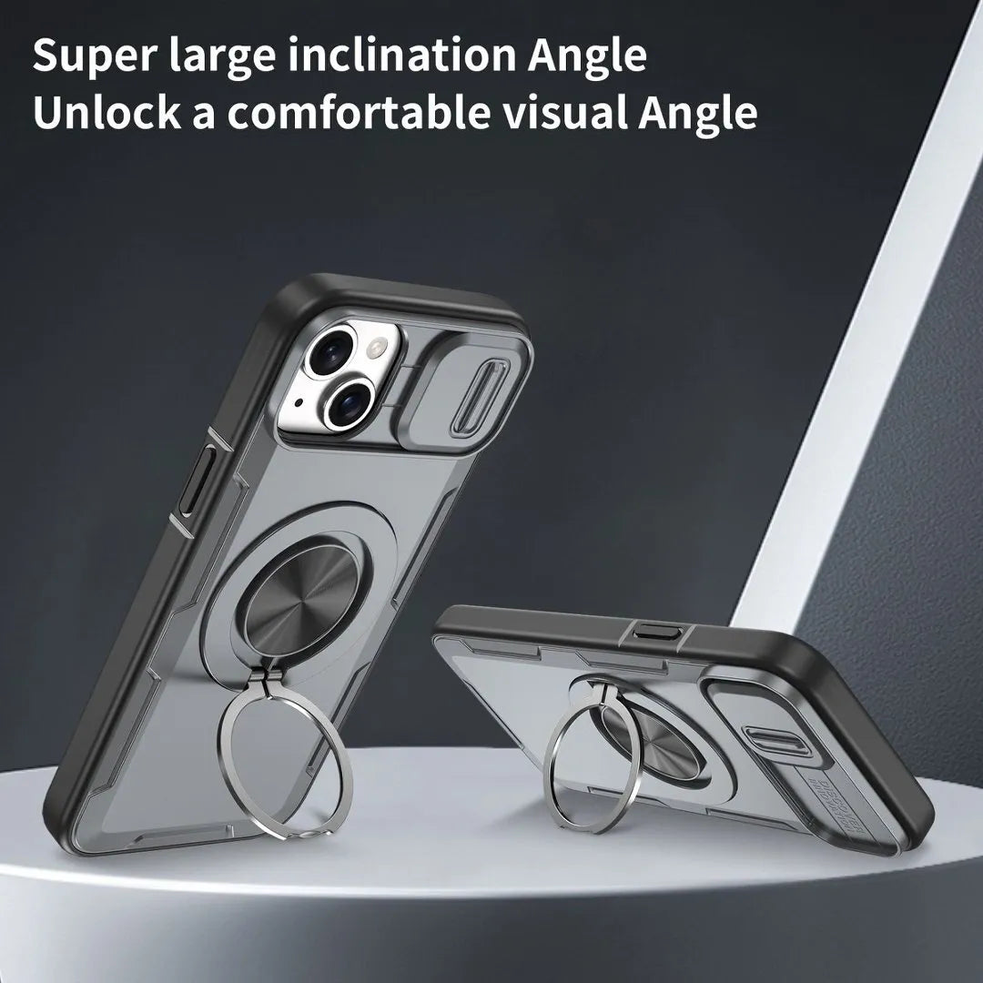 Red Warrior 2-in-1 Magnetic Sliding Lens Case grey for iPhone 14 Plus