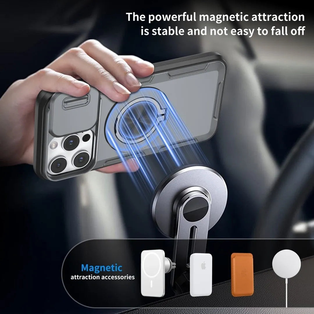 Red Warrior 2-in-1 Magnetic Sliding Lens Case grey for iPhone 14 Pro