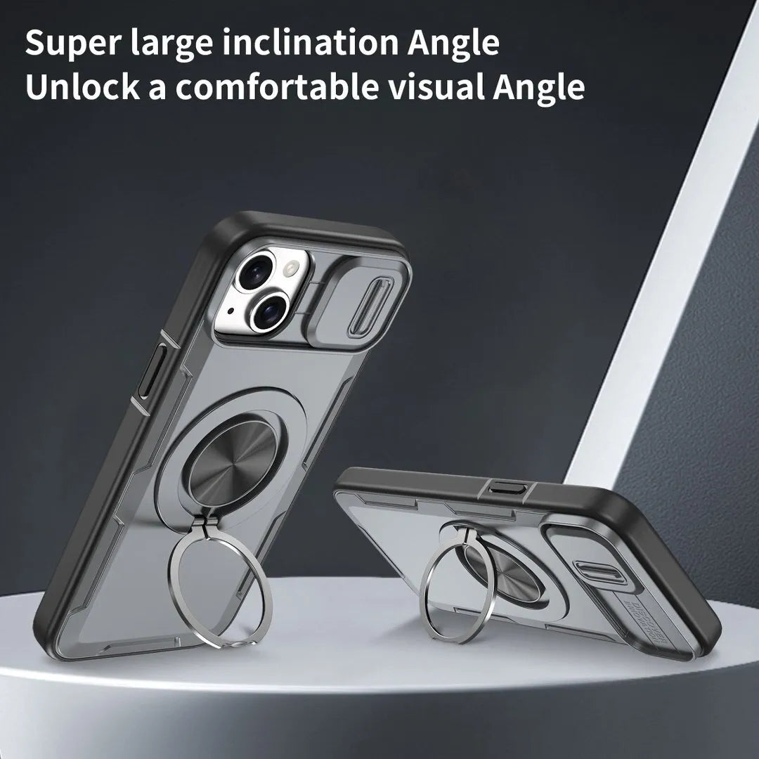 2-in-1 Magnetic Sliding Lens Case, Grey for iPhone 15 Plus