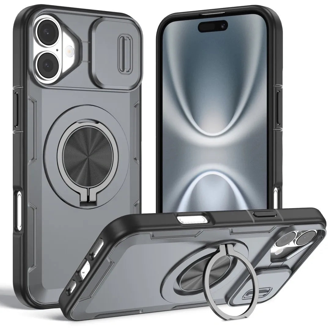 2-in-1 Magnetic Sliding Lens Case, Grey for iPhone 17