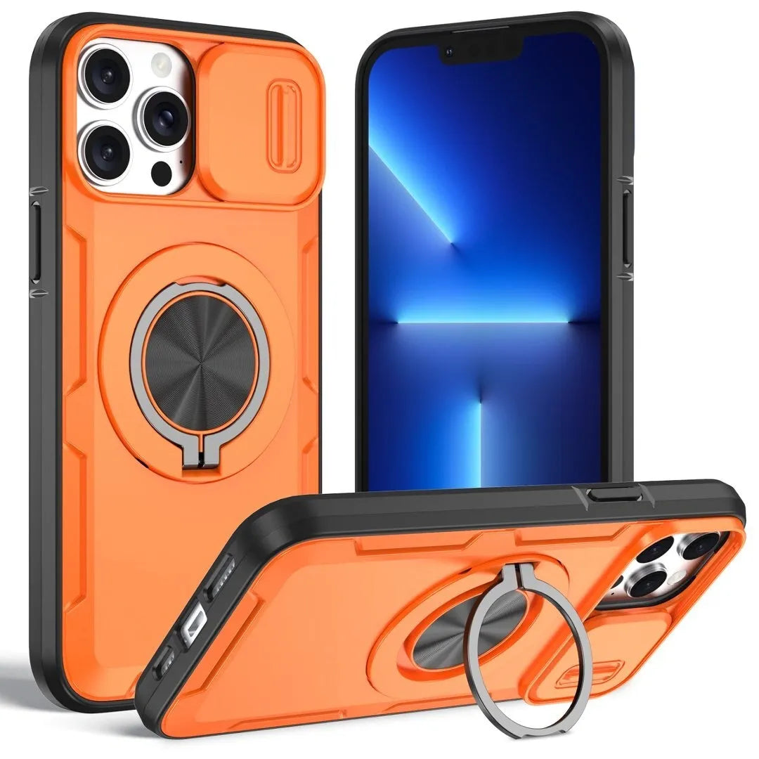 Red Warrior 2-in-1 Magnetic Sliding Lens Case orange for iPhone 12 Pro