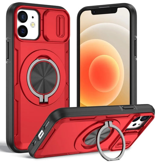 Red Warrior 2-in-1 Magnetic Sliding Lens Case Red for iPhone 12