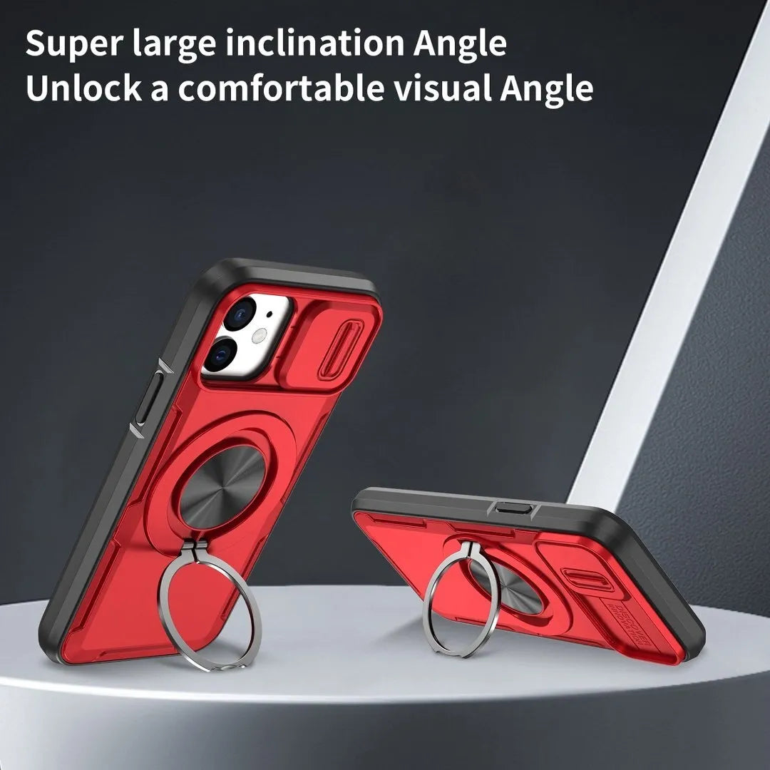 Red Warrior 2-in-1 Magnetic Sliding Lens Case Red for iPhone 12