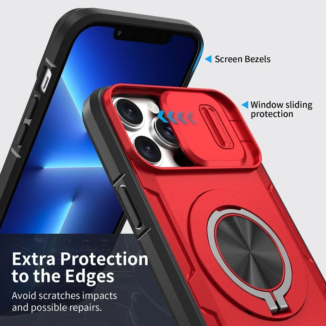 Red Warrior 2-in-1 Magnetic Sliding Lens Case Red for iPhone 12 Pro Max
