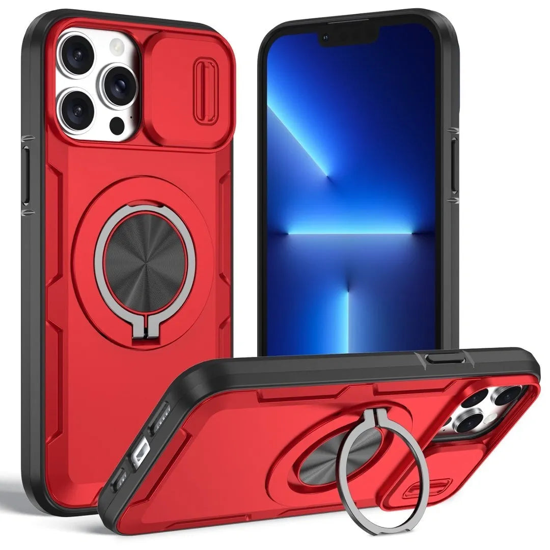 Red Warrior 2-in-1 Magnetic Sliding Lens Case Red for iPhone 13