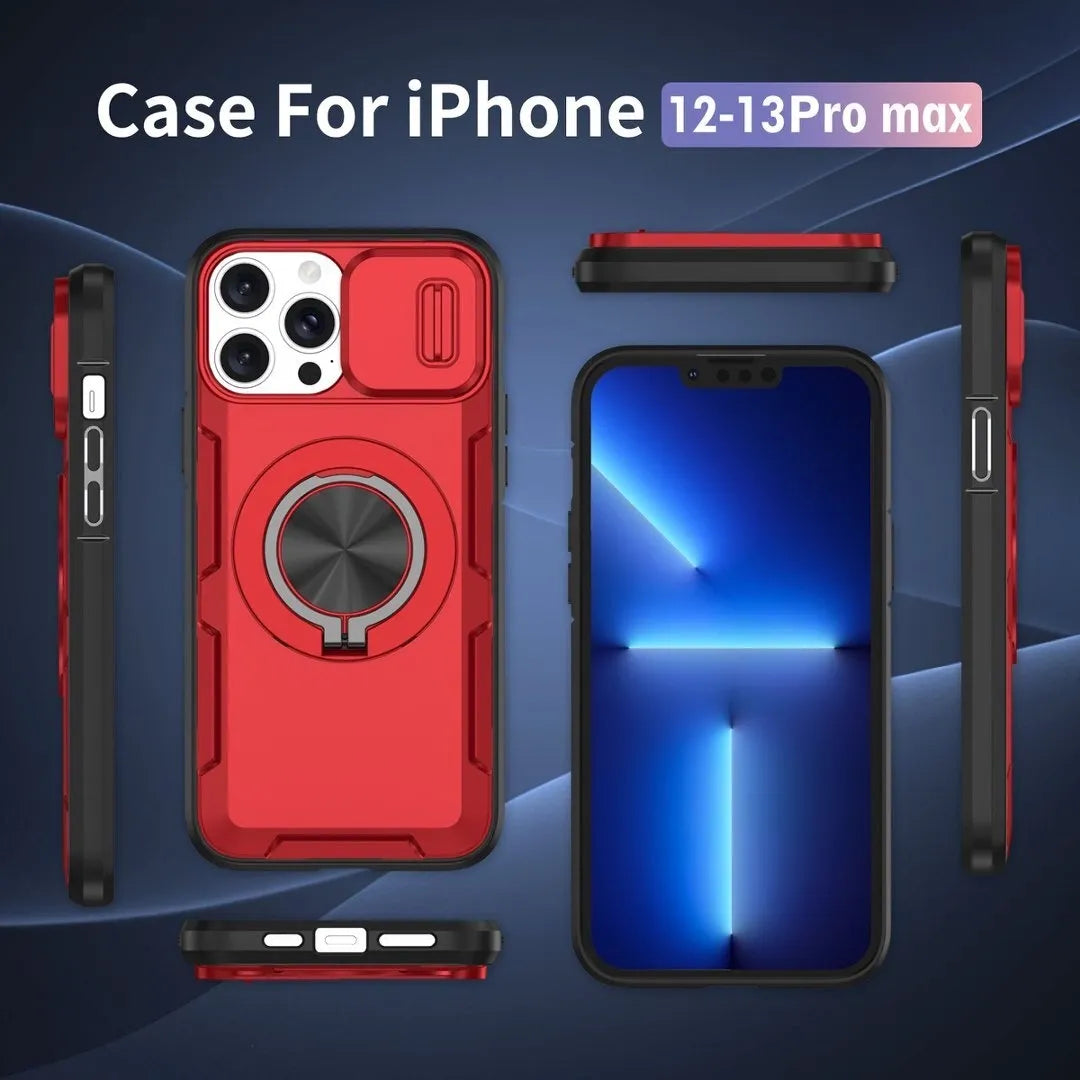 Red Warrior 2-in-1 Magnetic Sliding Lens Case Red for iPhone 13