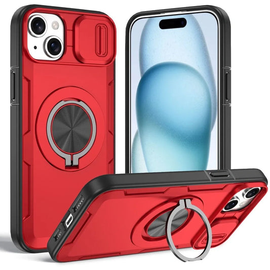 2-in-1 Magnetic Sliding Lens Case, Red for iPhone 15