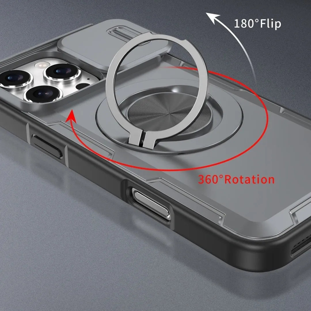 2-in-1 Magnetic Sliding Lens Case, Grey for iPhone 16 Pro Max