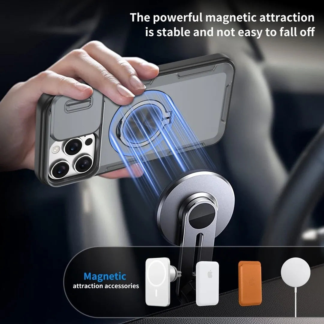 2-in-1 Magnetic Sliding Lens Case, Grey for iPhone 16 Pro Max