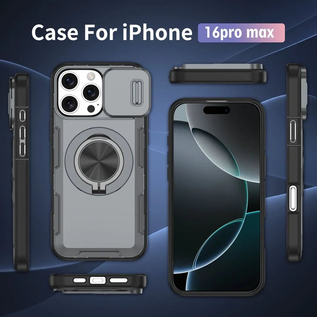 2-in-1 Magnetic Sliding Lens Case, Grey for iPhone 16 Pro Max