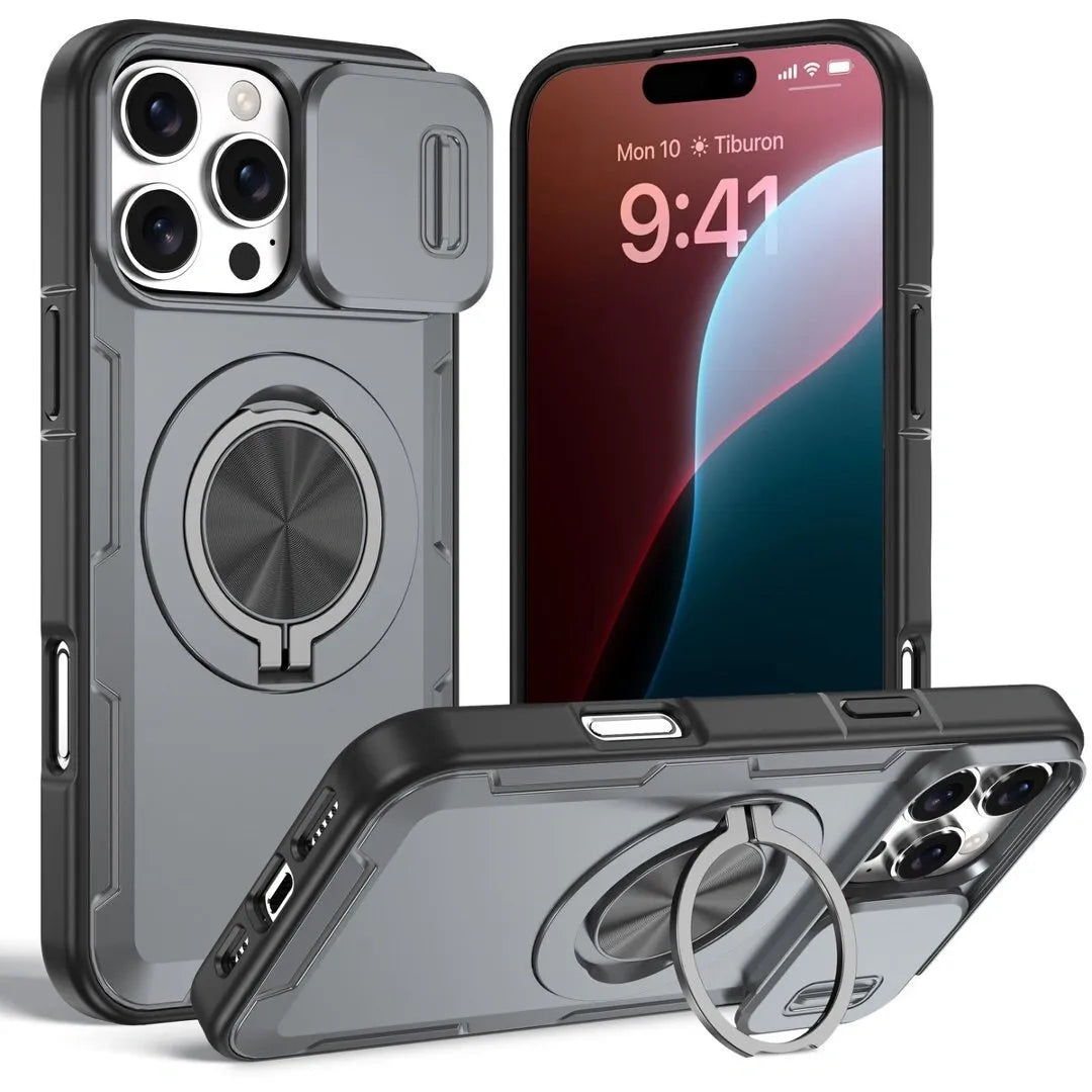 2-in-1 Magnetic Sliding Lens Case, Grey for iPhone 16 Pro